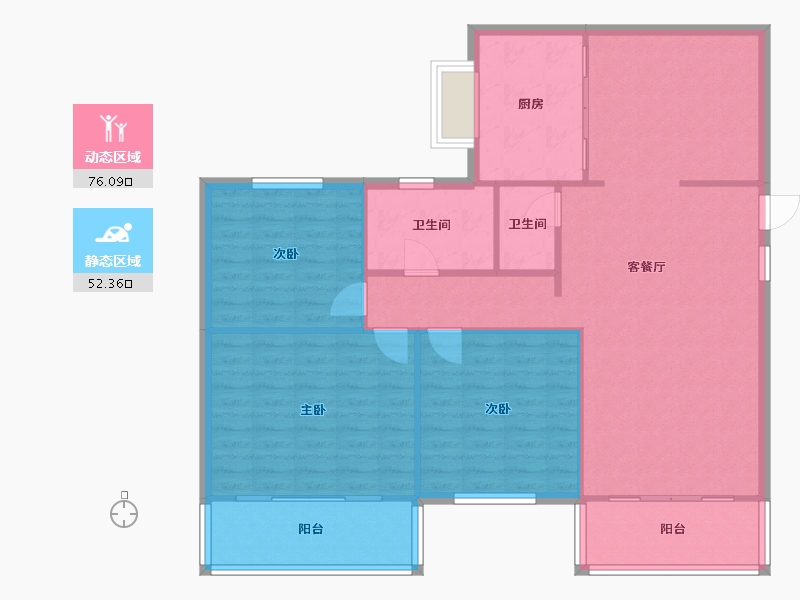 重庆-重庆市-桃园小区-135.00-户型库-动静分区