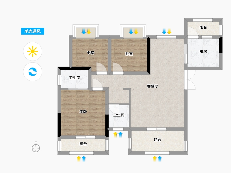 四川省-广安市-和瑞梧桐郡-81.69-户型库-采光通风