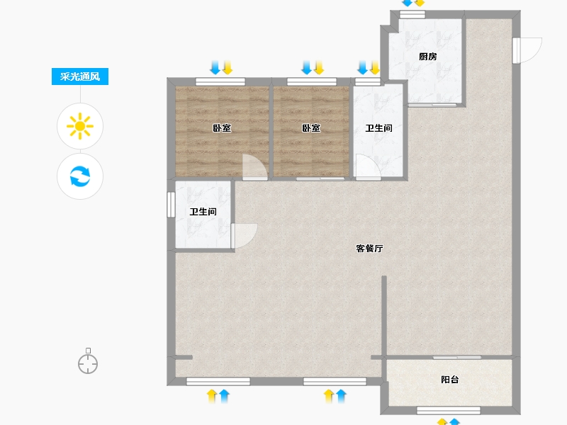 浙江省-湖州市-碧桂园金荗悦-96.00-户型库-采光通风