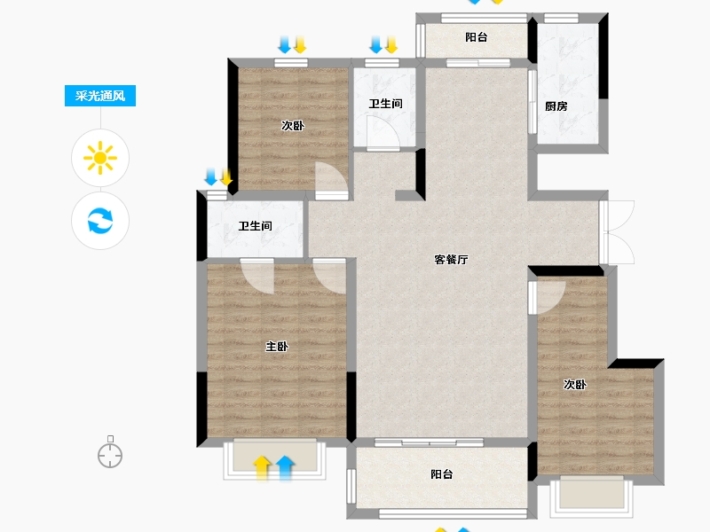 河南省-洛阳市-美景永宁府-105.00-户型库-采光通风