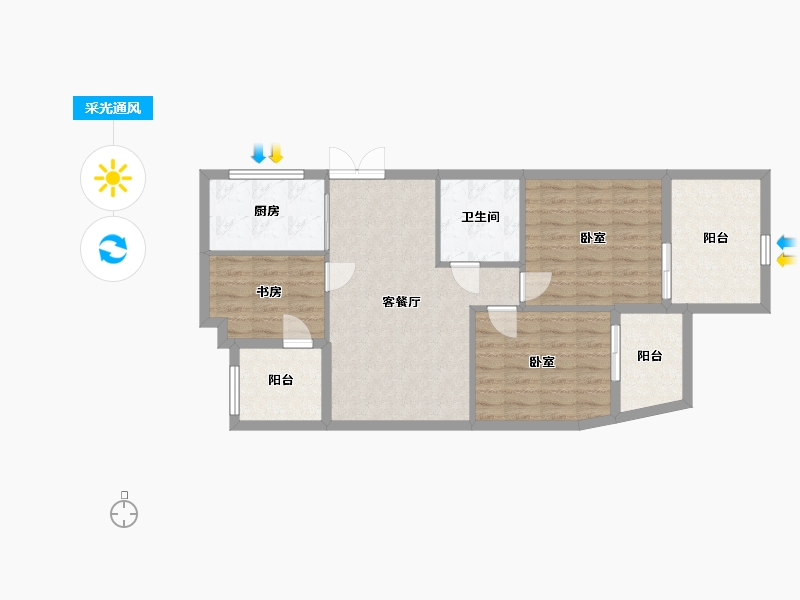 浙江省-杭州市-金岸提香-68.00-户型库-采光通风