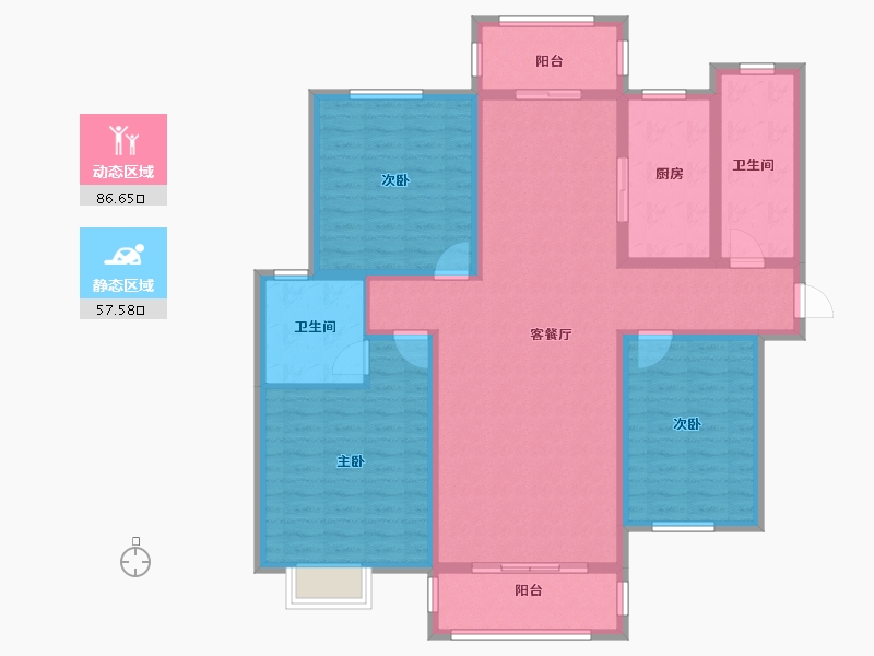 河南省-济源市-沁园春天-B区-129.46-户型库-动静分区