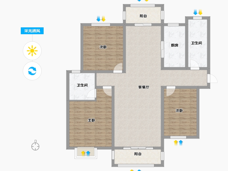 河南省-济源市-沁园春天-B区-129.46-户型库-采光通风