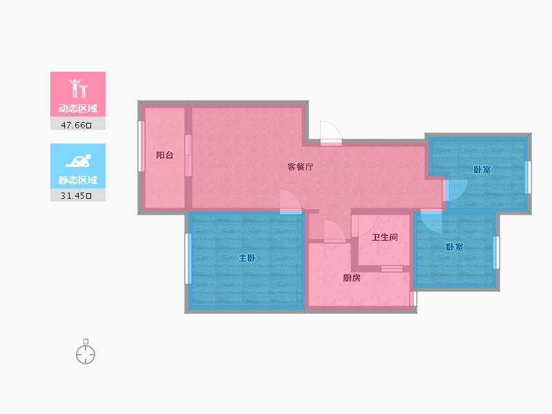 山东省-淄博市-汇美春江苑小区-80.00-户型库-动静分区