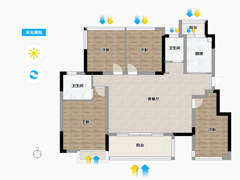 四川省-成都市-观澜大院-97.60-户型库-采光通风