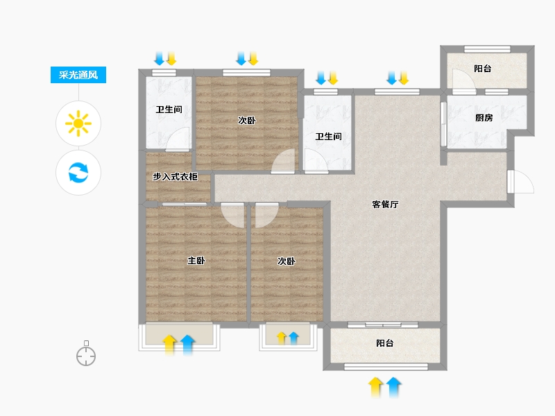 河北省-沧州市-润景康城-108.23-户型库-采光通风