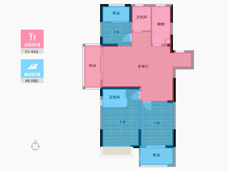 江苏省-镇江市-爱家尚城-90.40-户型库-动静分区