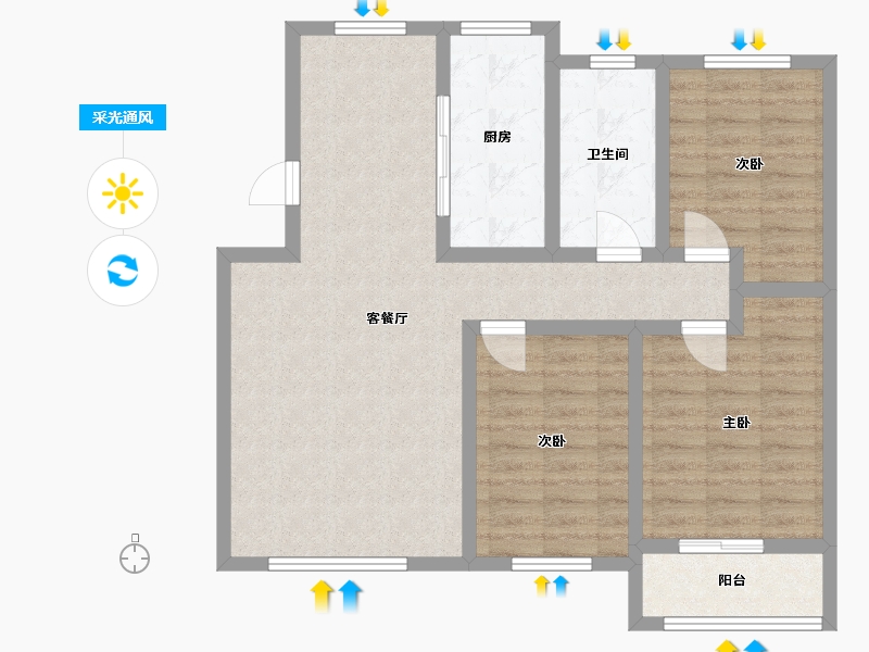 山东省-东营市-汀澜宁苑-120.00-户型库-采光通风