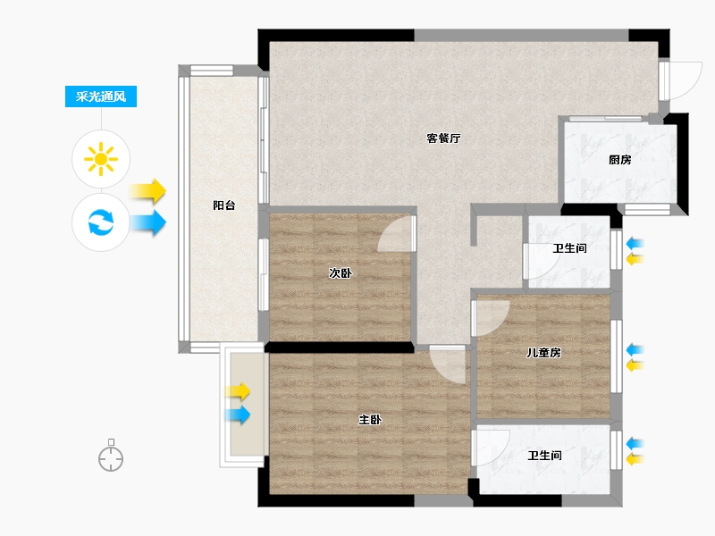 江西省-赣州市-颐泰兴园健康城-84.00-户型库-采光通风