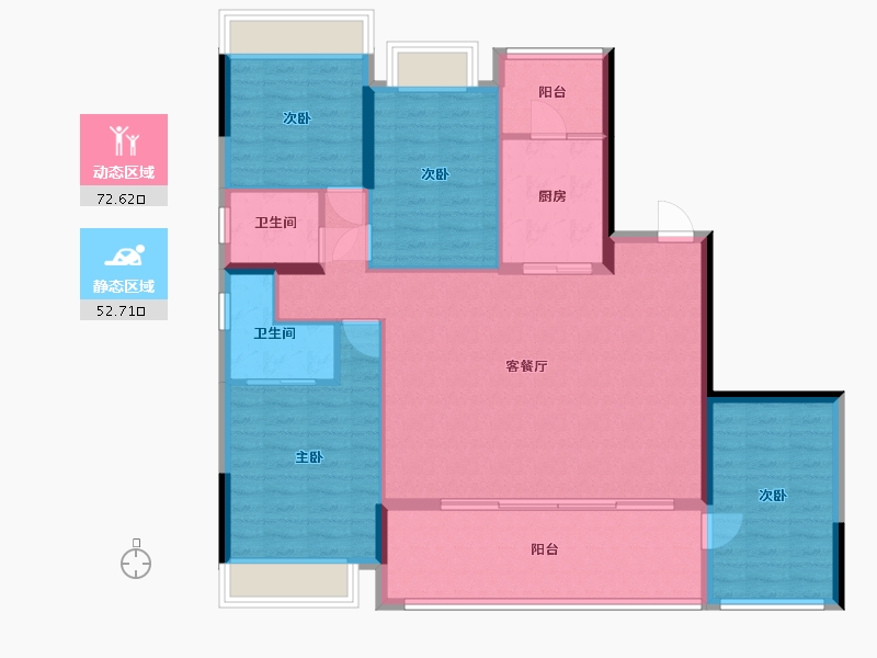 云南省-红河哈尼族彝族自治州-创泰府畔壹号-114.40-户型库-动静分区