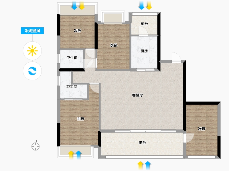 云南省-红河哈尼族彝族自治州-创泰府畔壹号-114.40-户型库-采光通风