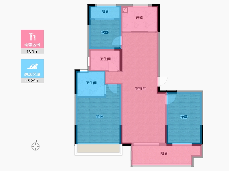 江苏省-镇江市-爱家尚城-92.80-户型库-动静分区