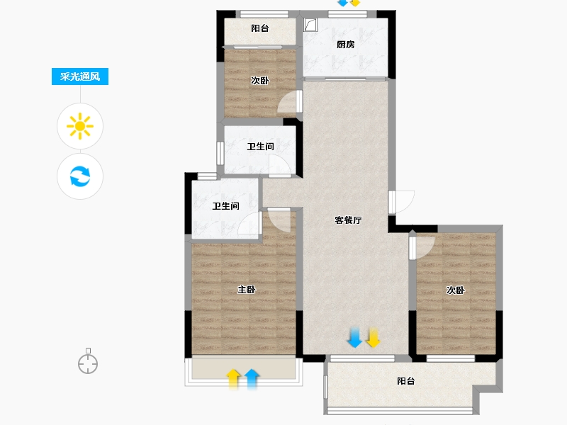 江苏省-镇江市-爱家尚城-92.80-户型库-采光通风