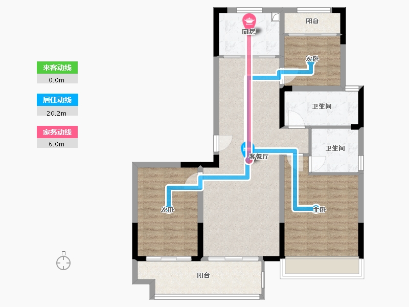 江苏省-镇江市-爱家尚城-95.20-户型库-动静线