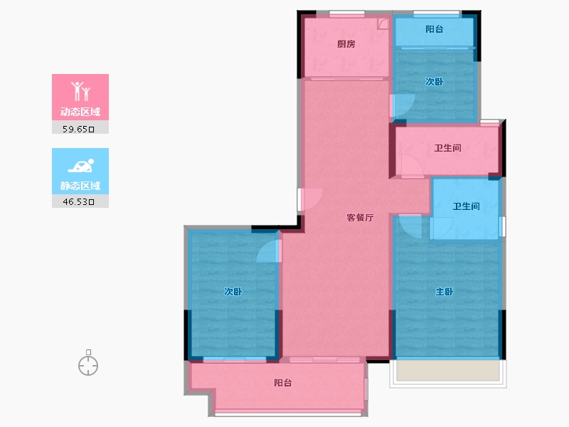 江苏省-镇江市-爱家尚城-95.20-户型库-动静分区