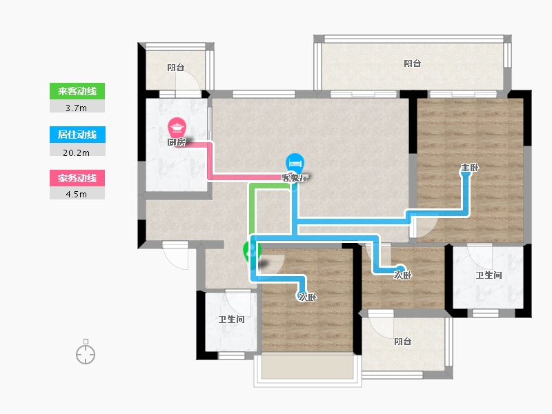 四川省-绵阳市-世茂云锦小区-104.00-户型库-动静线