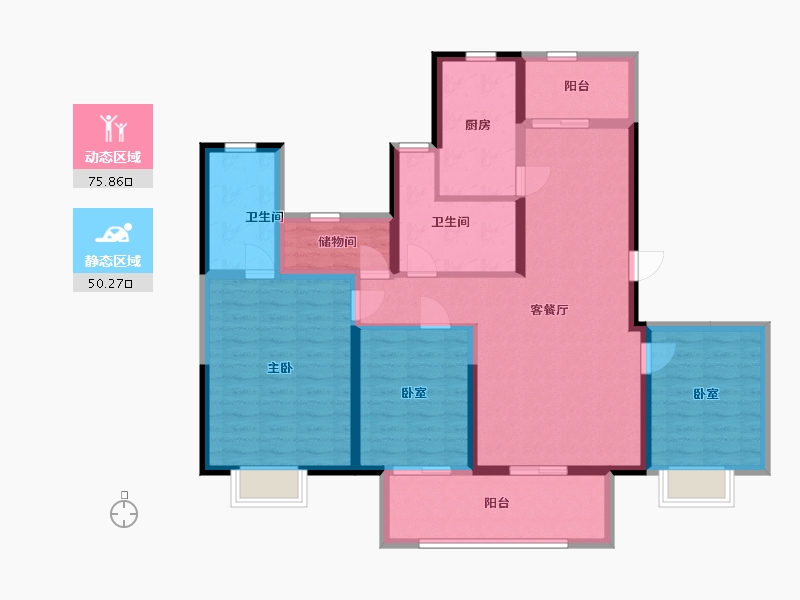 江苏省-镇江市-爱家尚城-112.00-户型库-动静分区