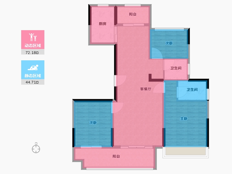 江苏省-镇江市-爱家尚城-105.60-户型库-动静分区