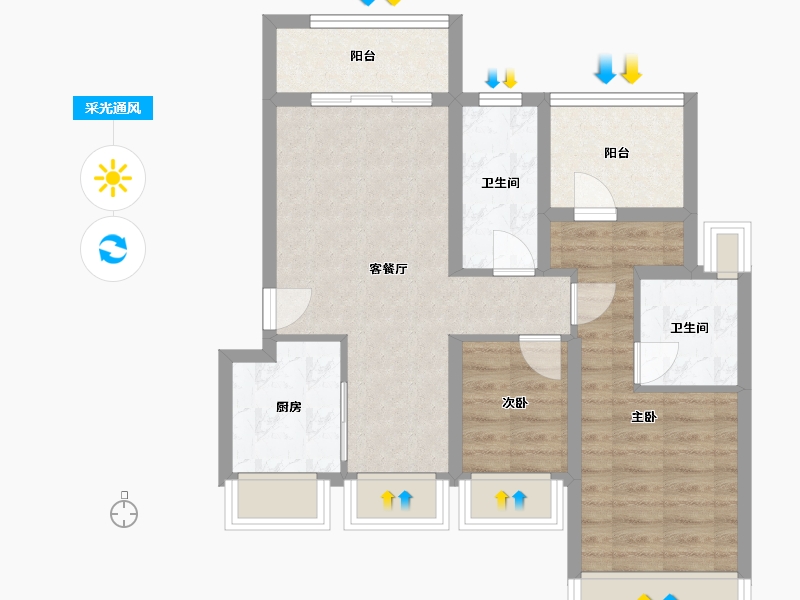 广东省-深圳市-华侨城荷棠里-67.36-户型库-采光通风