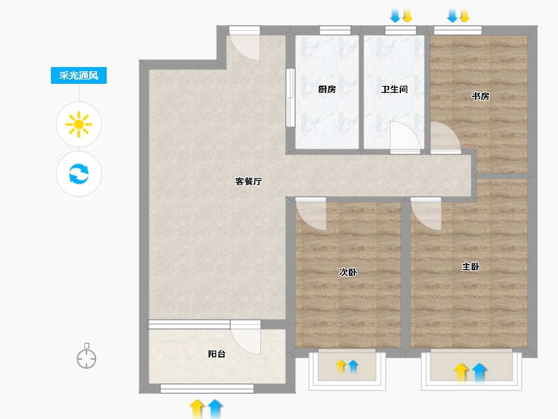 山东省-青岛市-腾讯双创小镇-83.44-户型库-采光通风