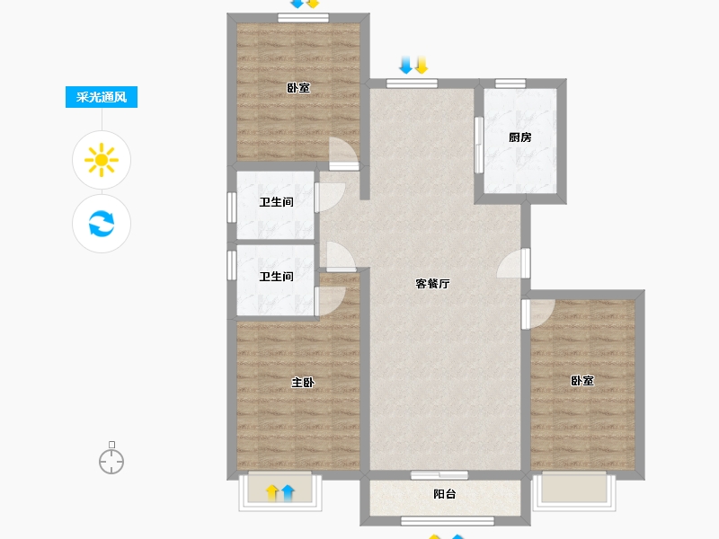 河北省-邢台市-御景名门小区-107.19-户型库-采光通风