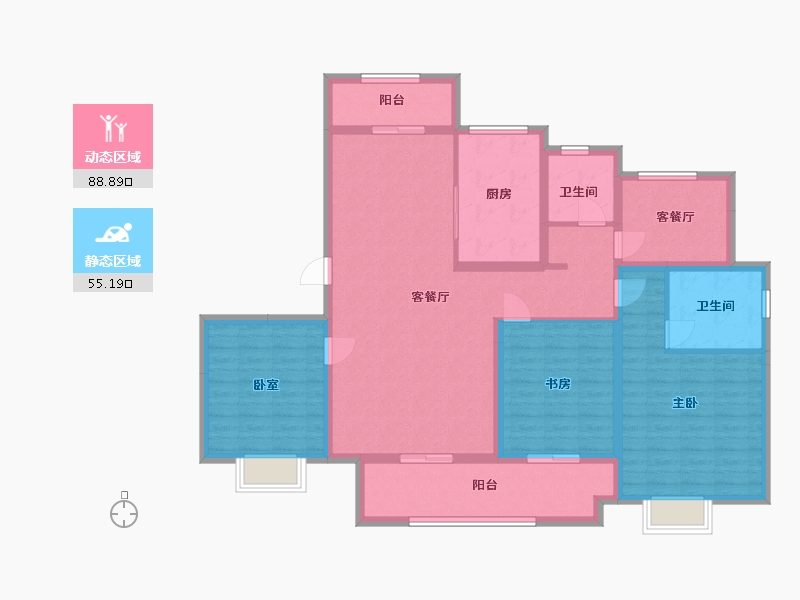 江苏省-镇江市-爱家尚城-128.80-户型库-动静分区