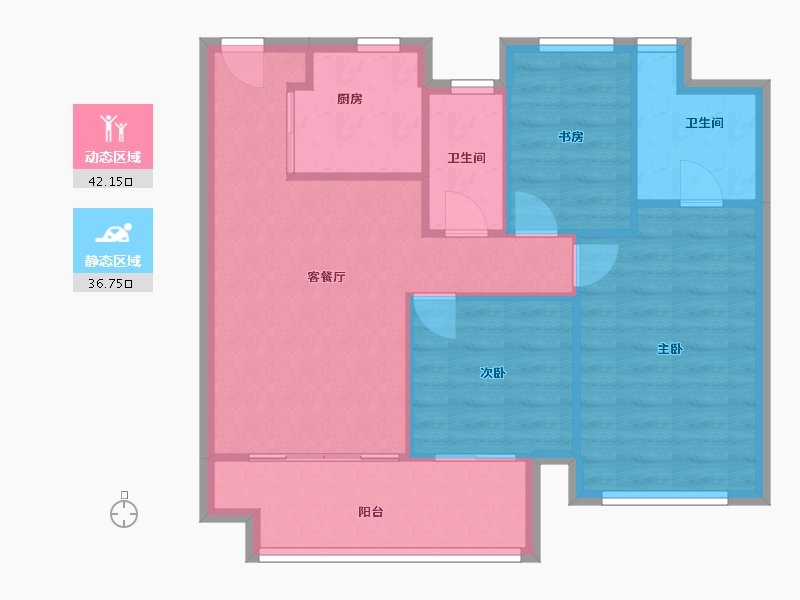 江苏省-苏州市-韵动四季花园三期-71.06-户型库-动静分区