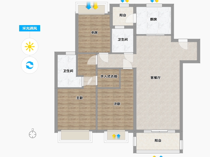 上海-上海市-融创青云壹号-100.80-户型库-采光通风