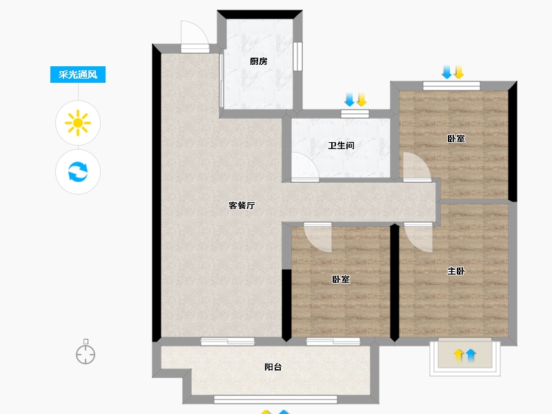 江苏省-无锡市-氿里景园-74.44-户型库-采光通风