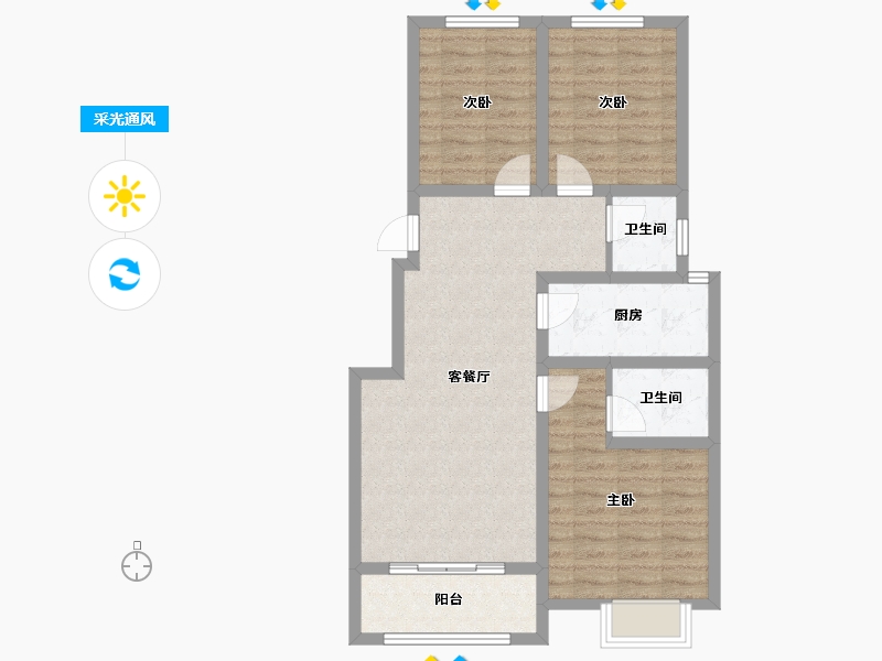 山东省-济南市-卓亚香格里-95.00-户型库-采光通风