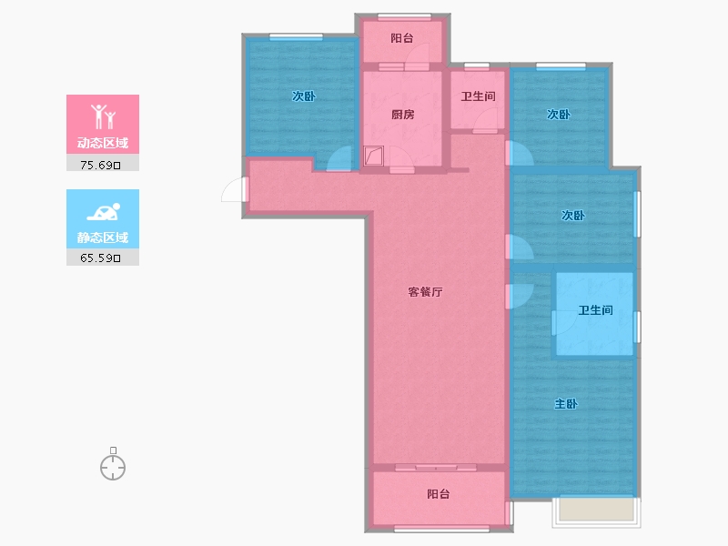 河南省-济源市-升龙城C区3号楼-125.81-户型库-动静分区