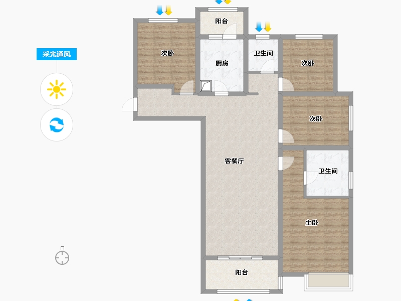 河南省-济源市-升龙城C区3号楼-125.81-户型库-采光通风