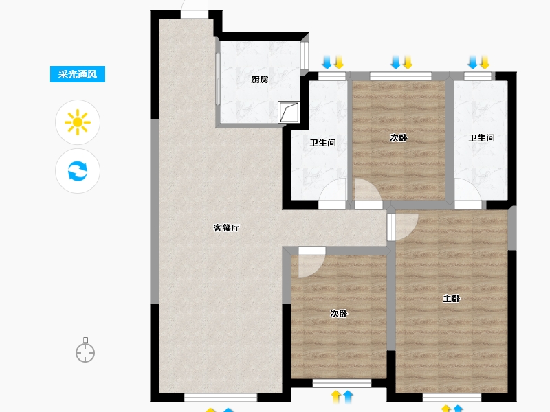 内蒙古自治区-包头市-保利公园一号-99.90-户型库-采光通风