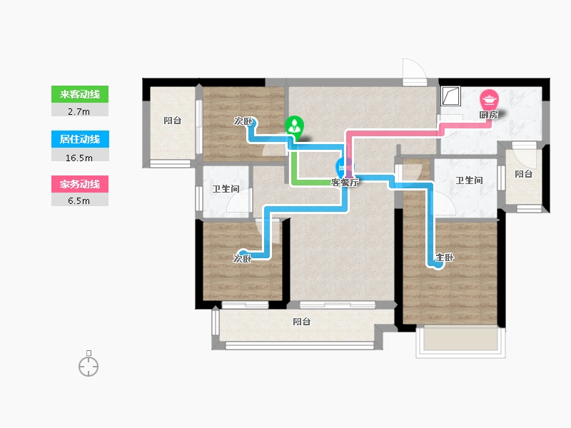 湖南省-长沙市-长房云公馆-84.21-户型库-动静线