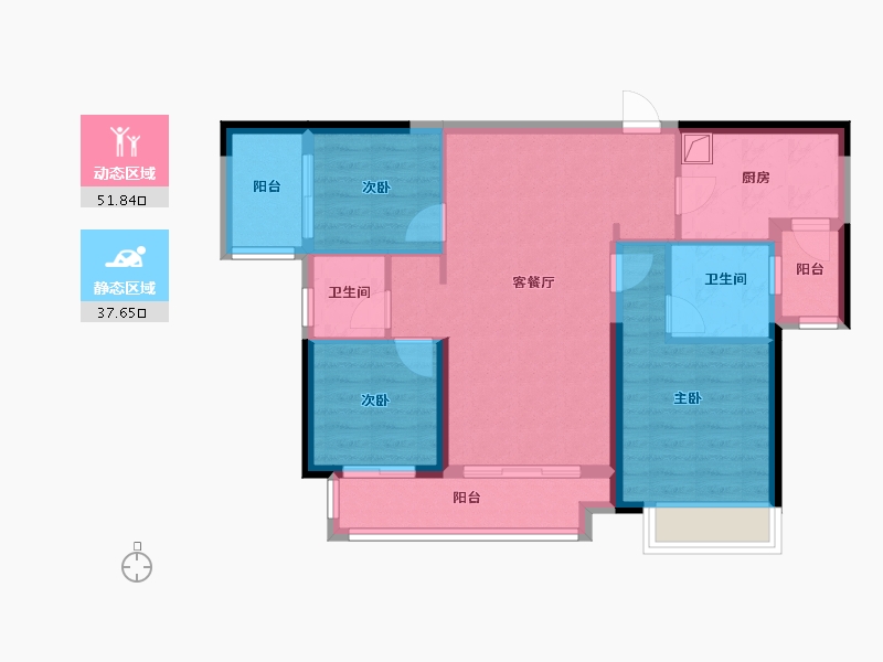 湖南省-长沙市-长房云公馆-84.21-户型库-动静分区