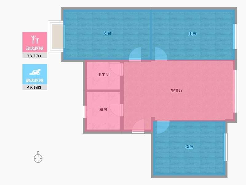 浙江省-杭州市-杭大路38号院-80.00-户型库-动静分区