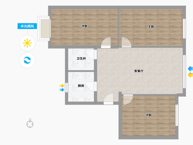 浙江省-杭州市-杭大路38号院-80.00-户型库-采光通风