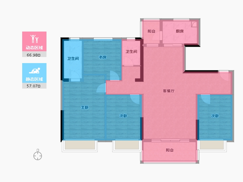 广东省-清远市-碧桂园山湖城禧悦湾-112.82-户型库-动静分区