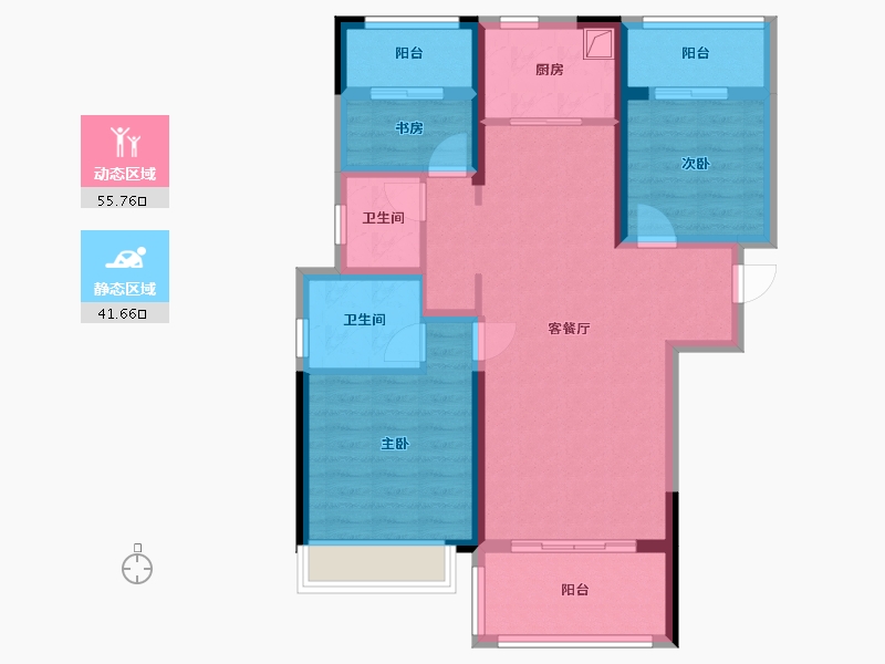 江苏省-镇江市-爱家尚城-86.40-户型库-动静分区