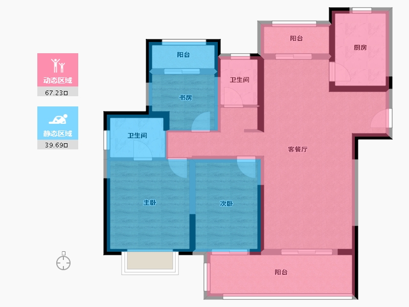 江苏省-镇江市-爱家尚城-94.40-户型库-动静分区