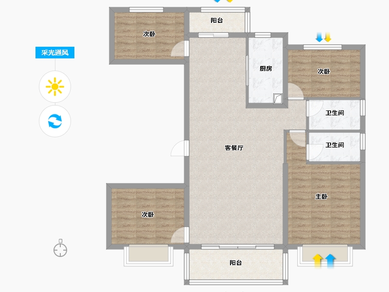 浙江省-宁波市-碧桂园天玺湾-116.80-户型库-采光通风