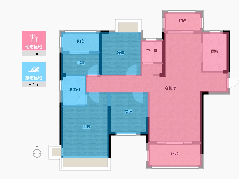 湖南省-郴州市-润和中央公园-104.80-户型库-动静分区