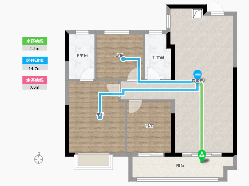 湖北省-潜江市-卓尔潜江-92.00-户型库-动静线