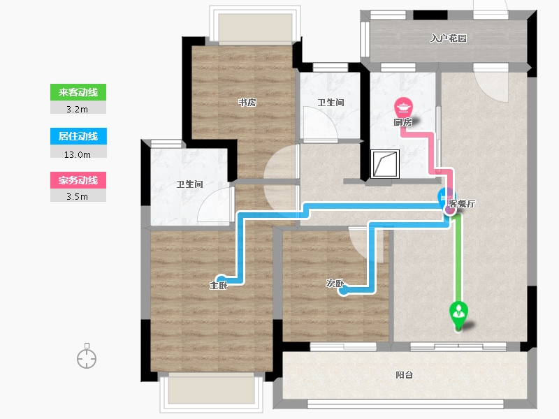 江苏省-南通市-常春藤-85.60-户型库-动静线