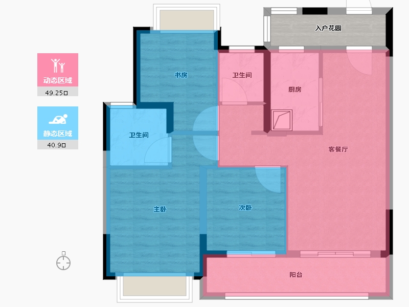 江苏省-南通市-常春藤-85.60-户型库-动静分区