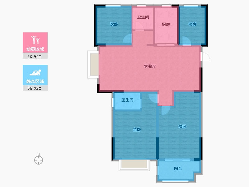 江苏省-盐城市-青年华都-107.11-户型库-动静分区