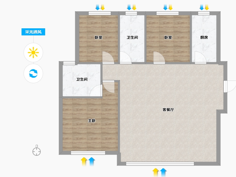 甘肃省-兰州市-兰州新区绿地学府-96.72-户型库-采光通风