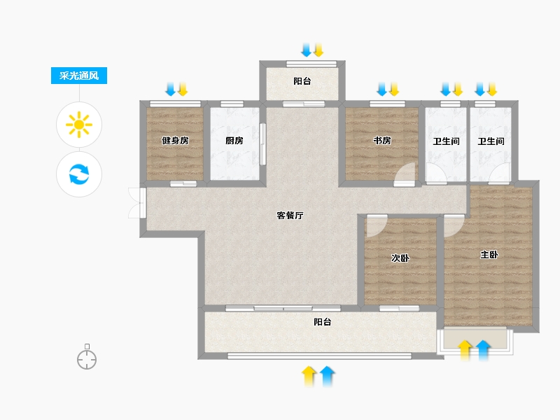 山西省-运城市-晋府玫號-115.71-户型库-采光通风