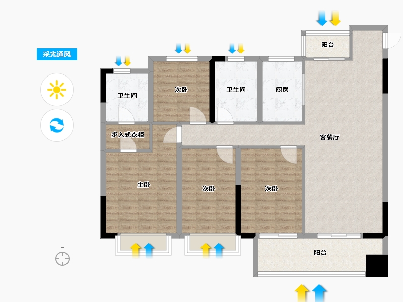 江西省-赣州市-滨江公园1号-108.00-户型库-采光通风