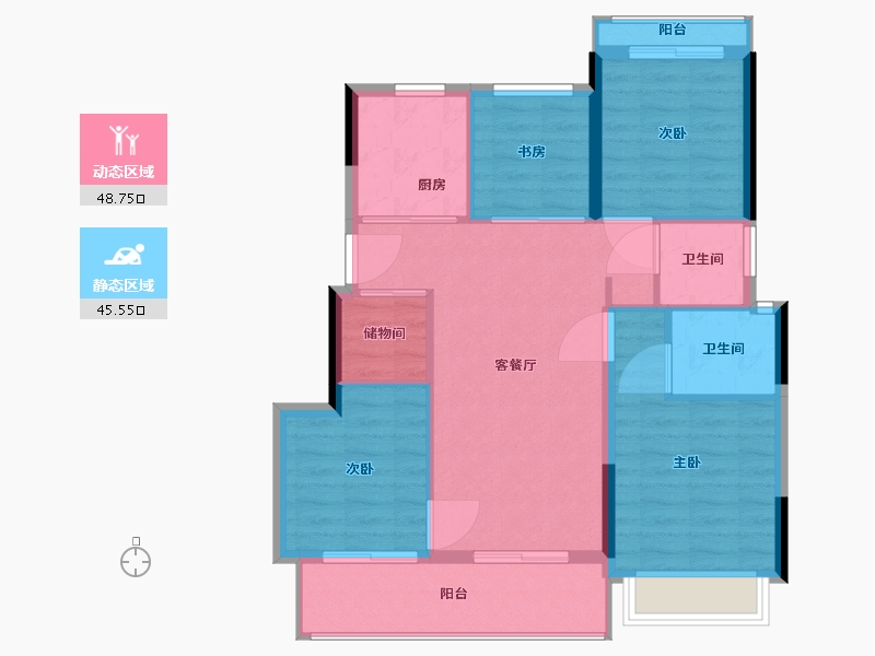 浙江省-杭州市-建发云熙-85.65-户型库-动静分区